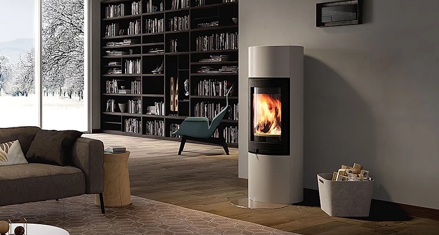 poêle contemporain coloris gris pour maison moderne disponible chez Archiflam