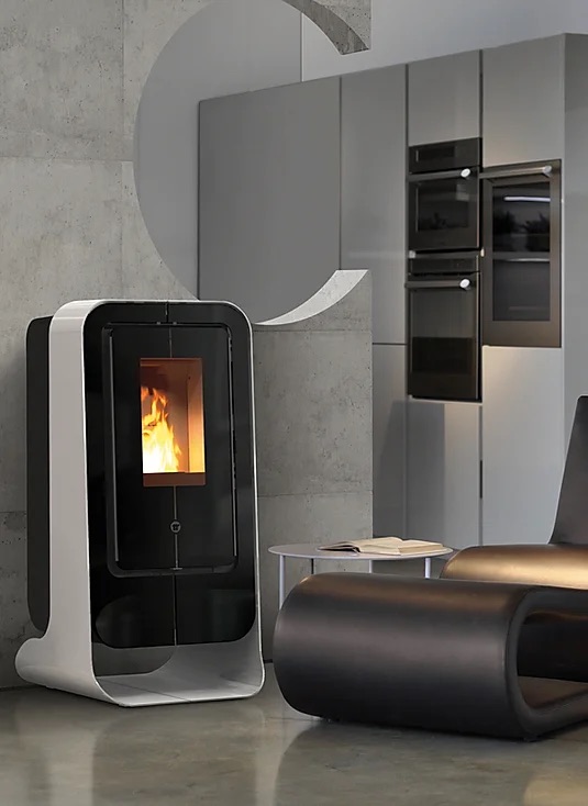 poêle moderne noir et blanc installation chauffage Archiflam