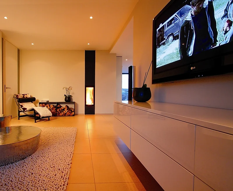 poêle à bois suspendu noir moderne archiflam